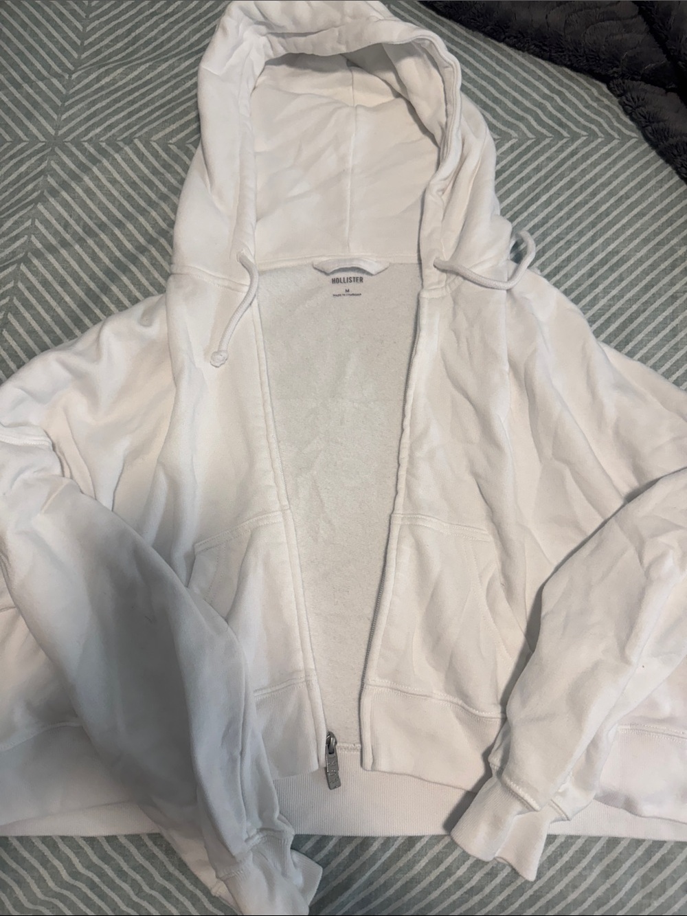 Women's White Hooded Zipper Jacket
